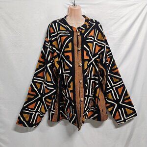 Sam Hilu's Collection Artsy Reversible Jacket Women Size XXL 100% Cotton